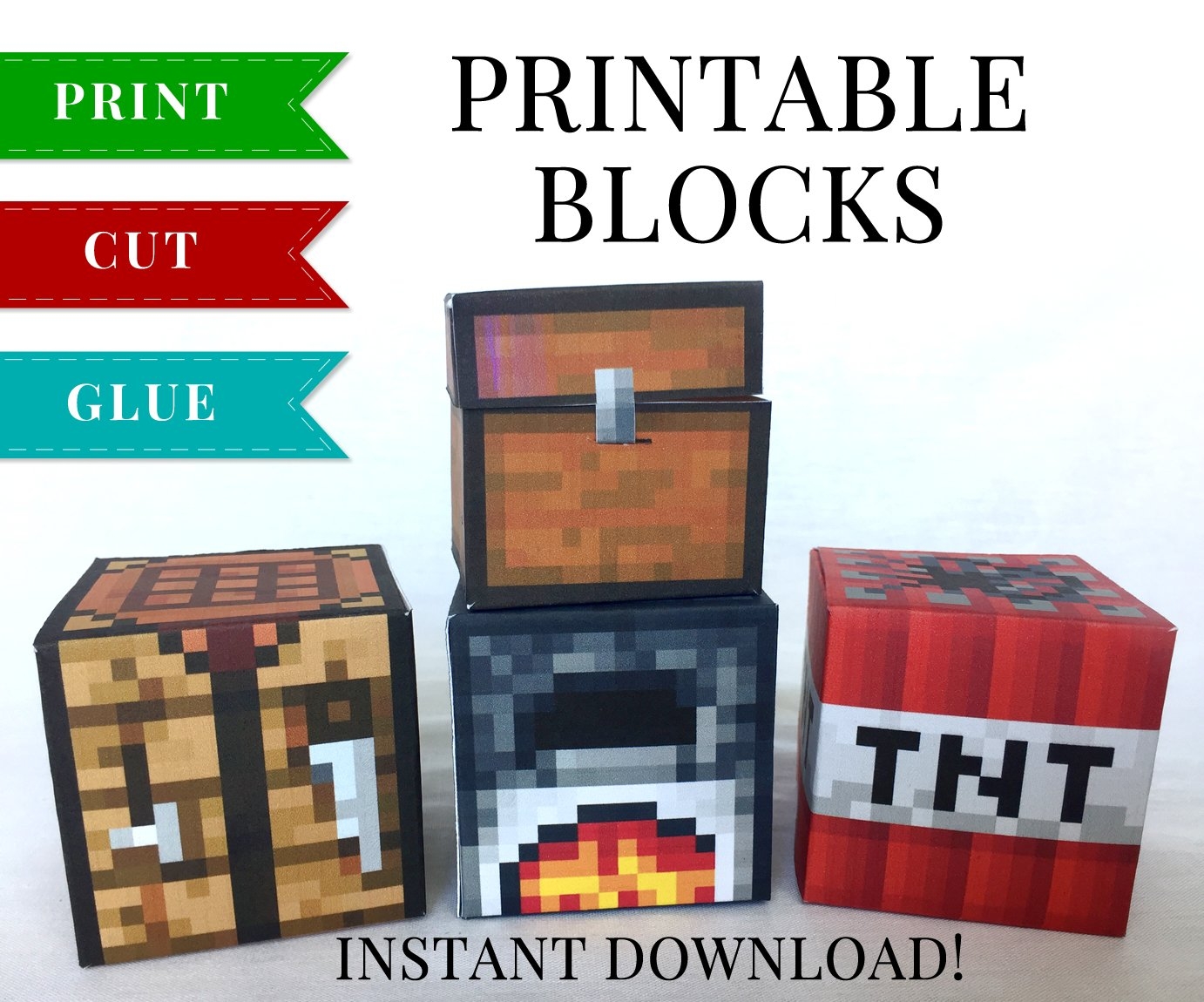 Minecraft Printable Papercraft Blocks SET 2 Minecraft Birthday Party Supplies Minecraft Printable Papercraft Blocks SET 2 Minecraft Birthday Party Supplies