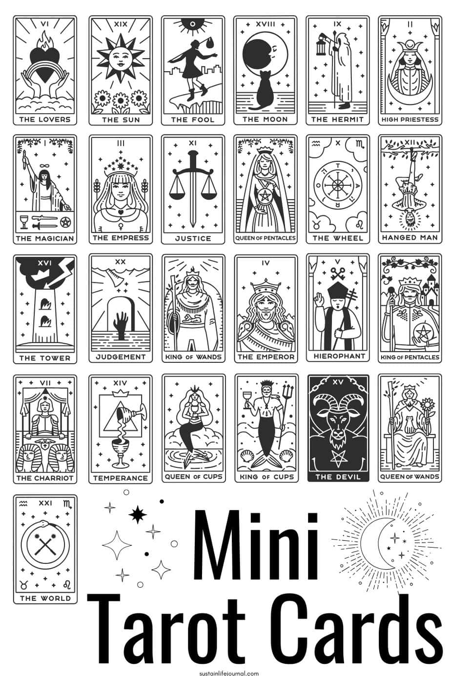 Mini Tarot Cards Printable Sustain Life Journal