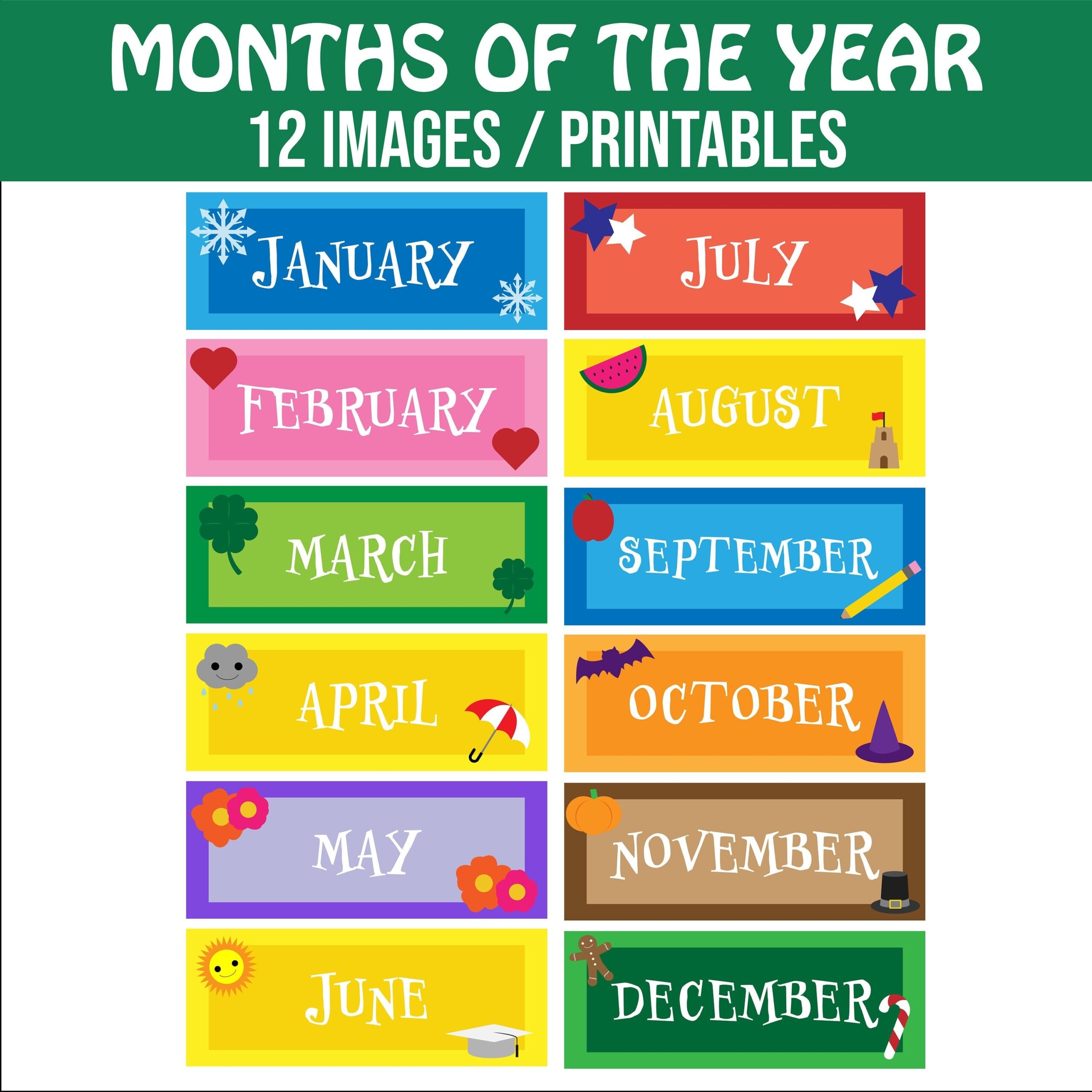 months of the year printables