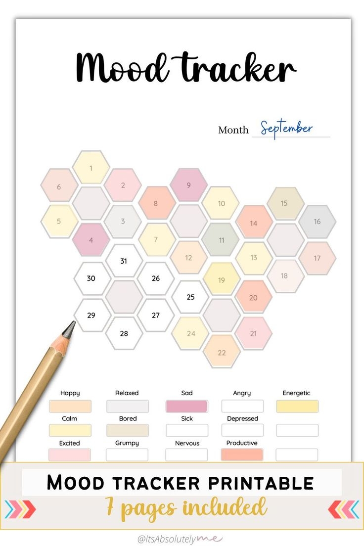 Mood Tracker Printable Mood Journal Monthly Mood Tracker Daily Mood Tracker Template Mood Log