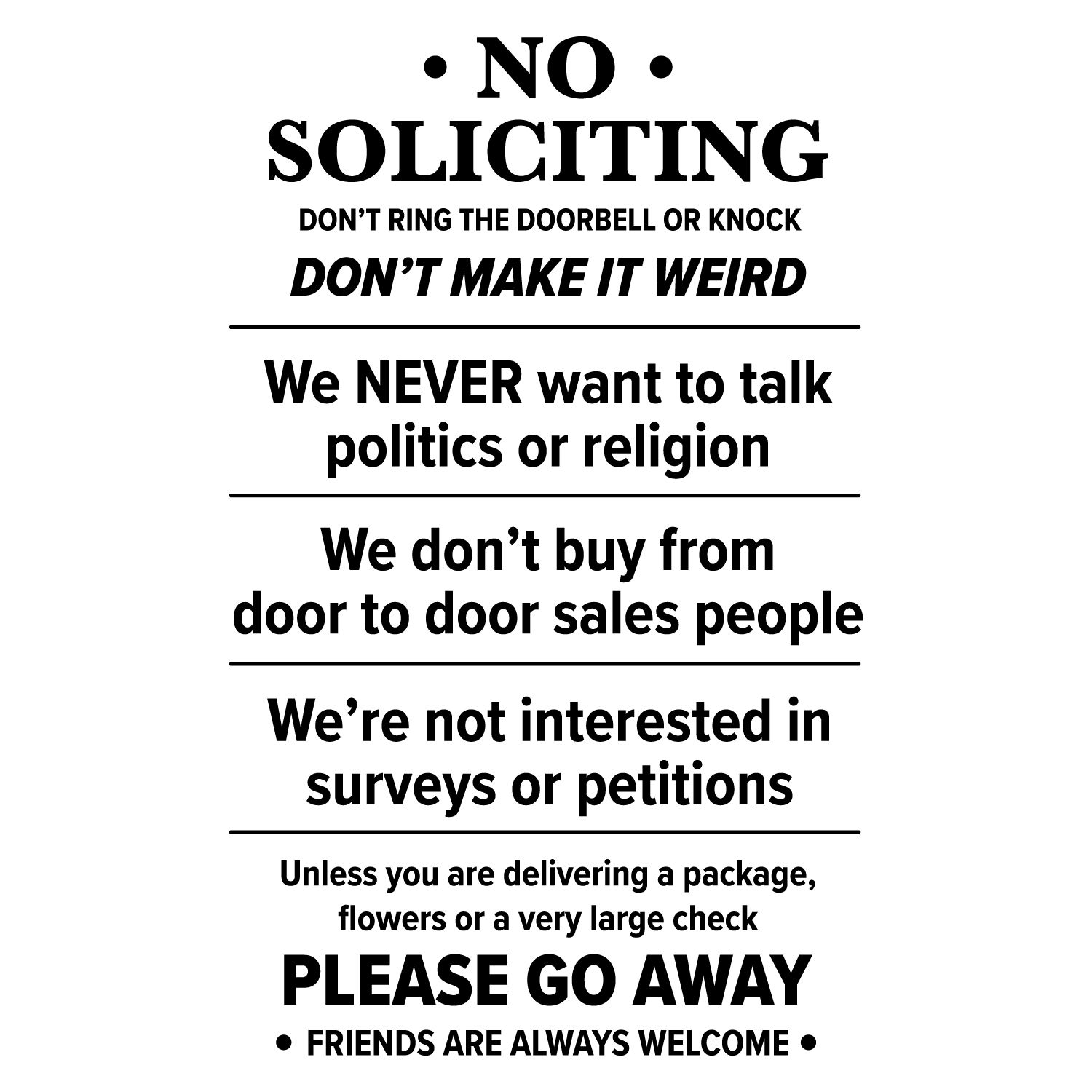 No Soliciting Sign For Door Porch D 1286220