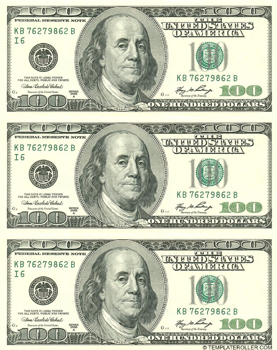 printable fake money actual size pdf