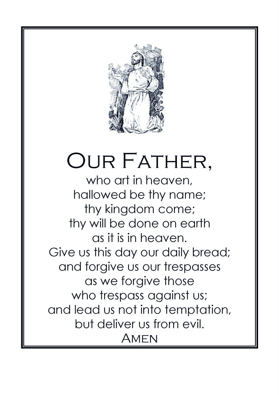 Our Father Prayer Catholic Printable Printable Party Favors