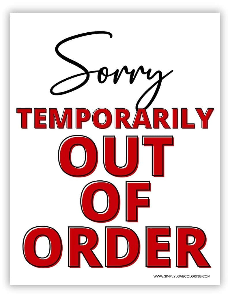 out order sign printable