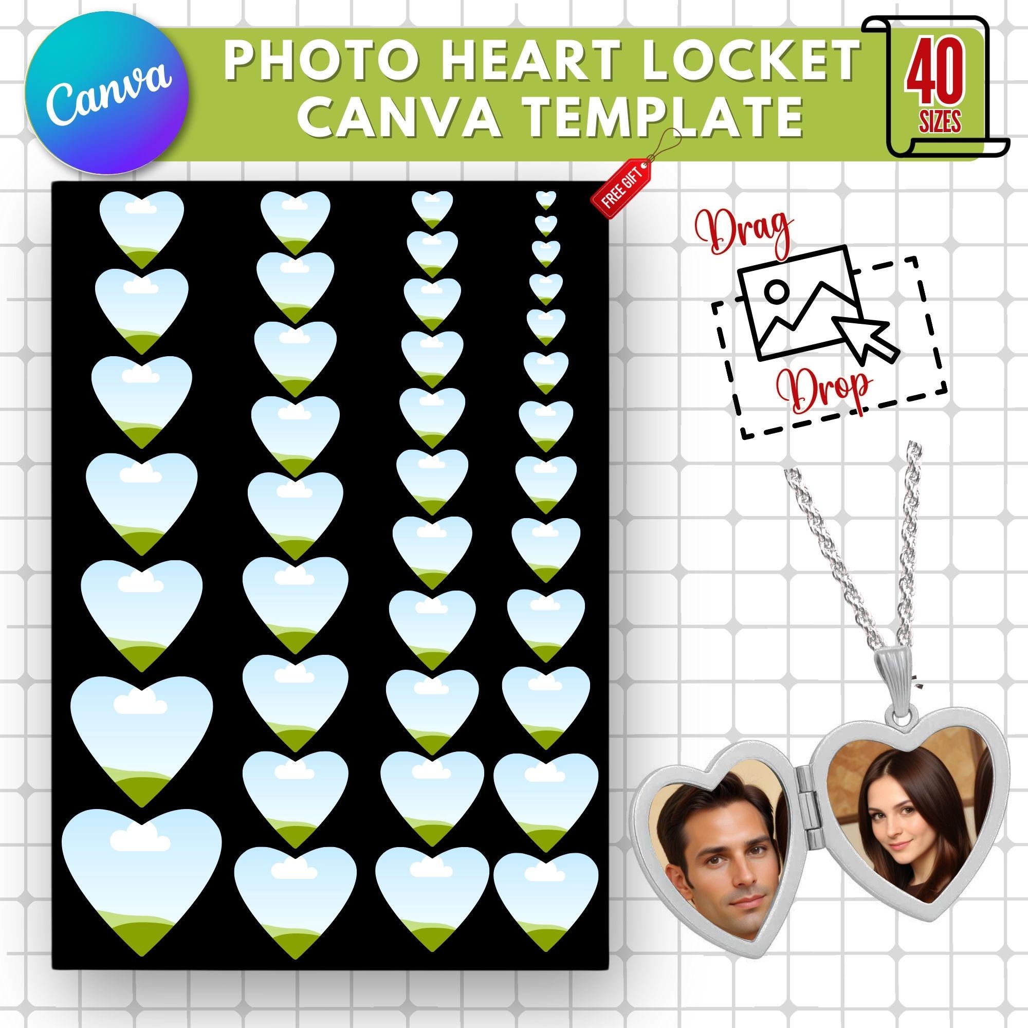 Photo Heart Locket Template DIY Personalized Keepsake canva Editable Printable Download Etsy Photo Heart Locket Template DIY Personalized Keepsake canva Editable Printable Download Etsy
