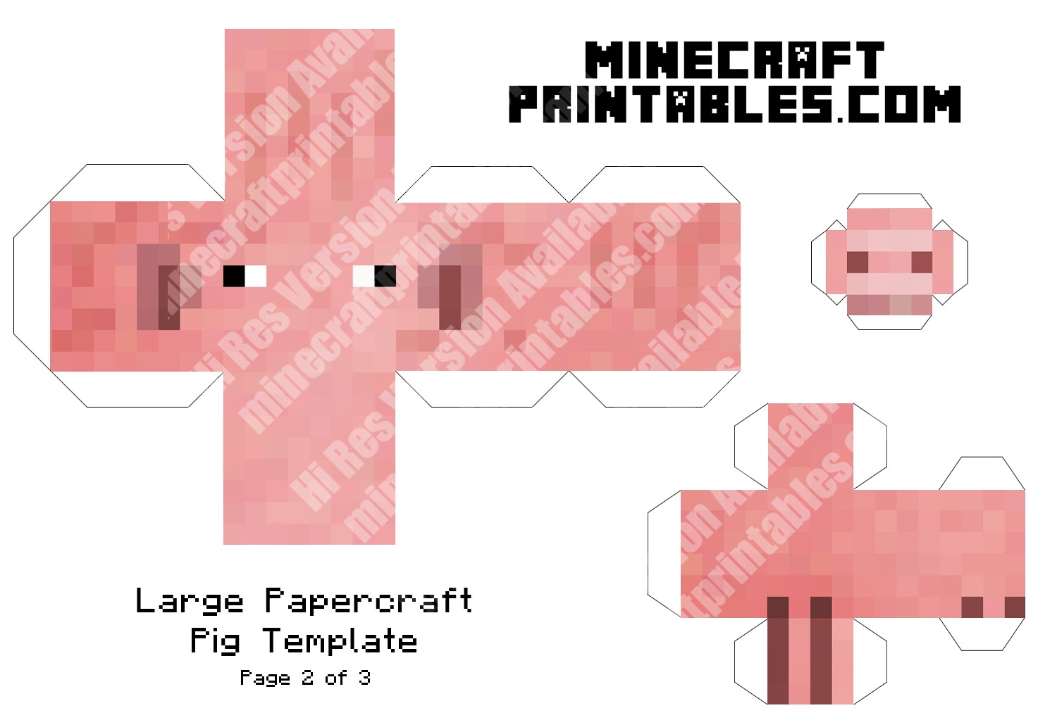 Pig Printable Minecraft Pig Papercraft Template Pig Printable Minecraft Pig Papercraft Template