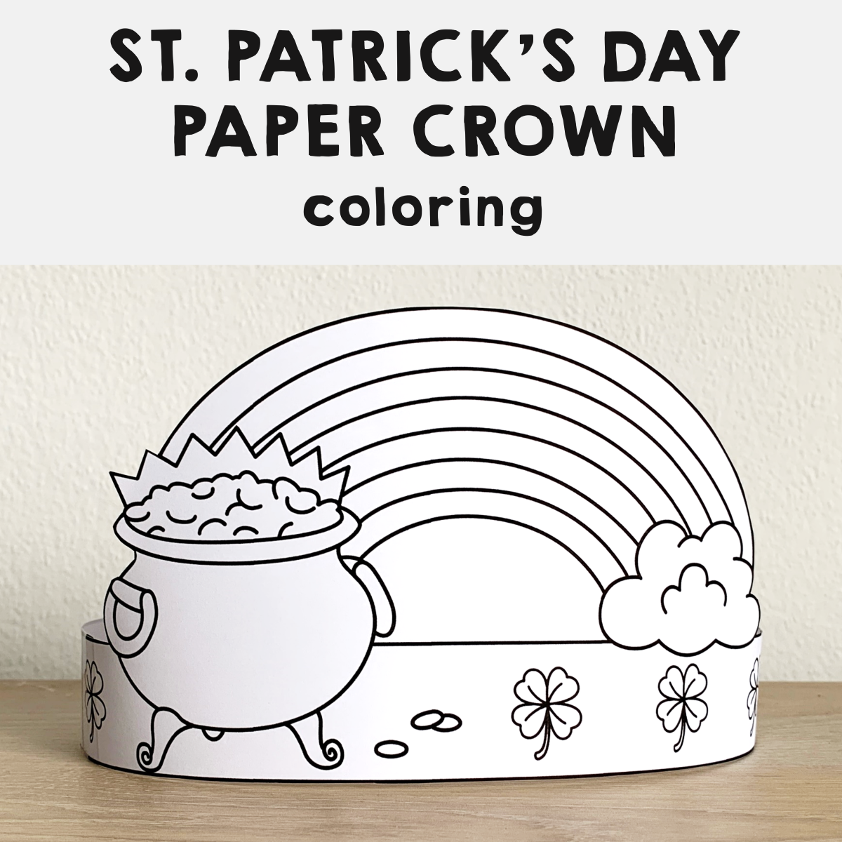 Pot Of Gold Paper Hat Printable Coloring St Patrick s Day Craft Activity Made By Teachers