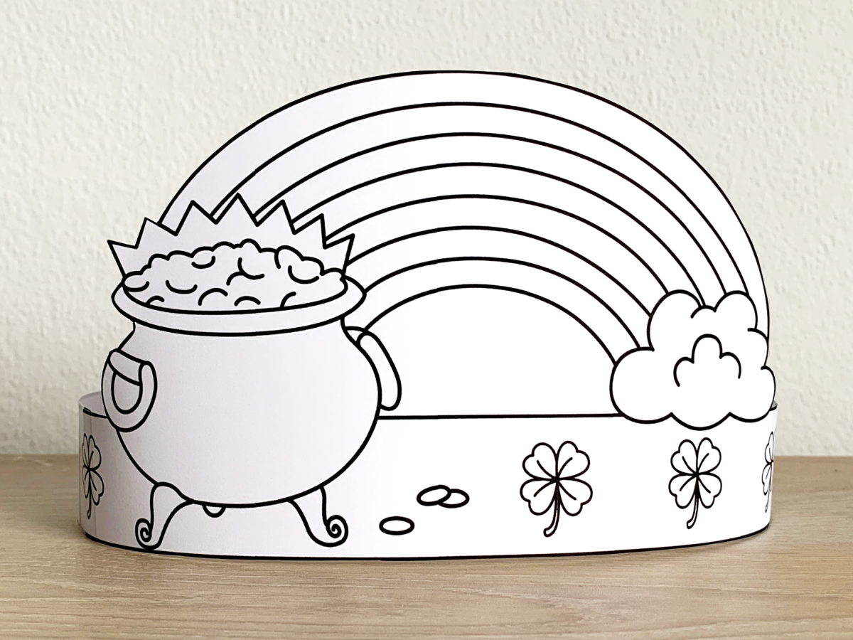 Pot Of Gold Paper Hats Printable Coloring St Patrick s Day Craft Activity Made By Teachers