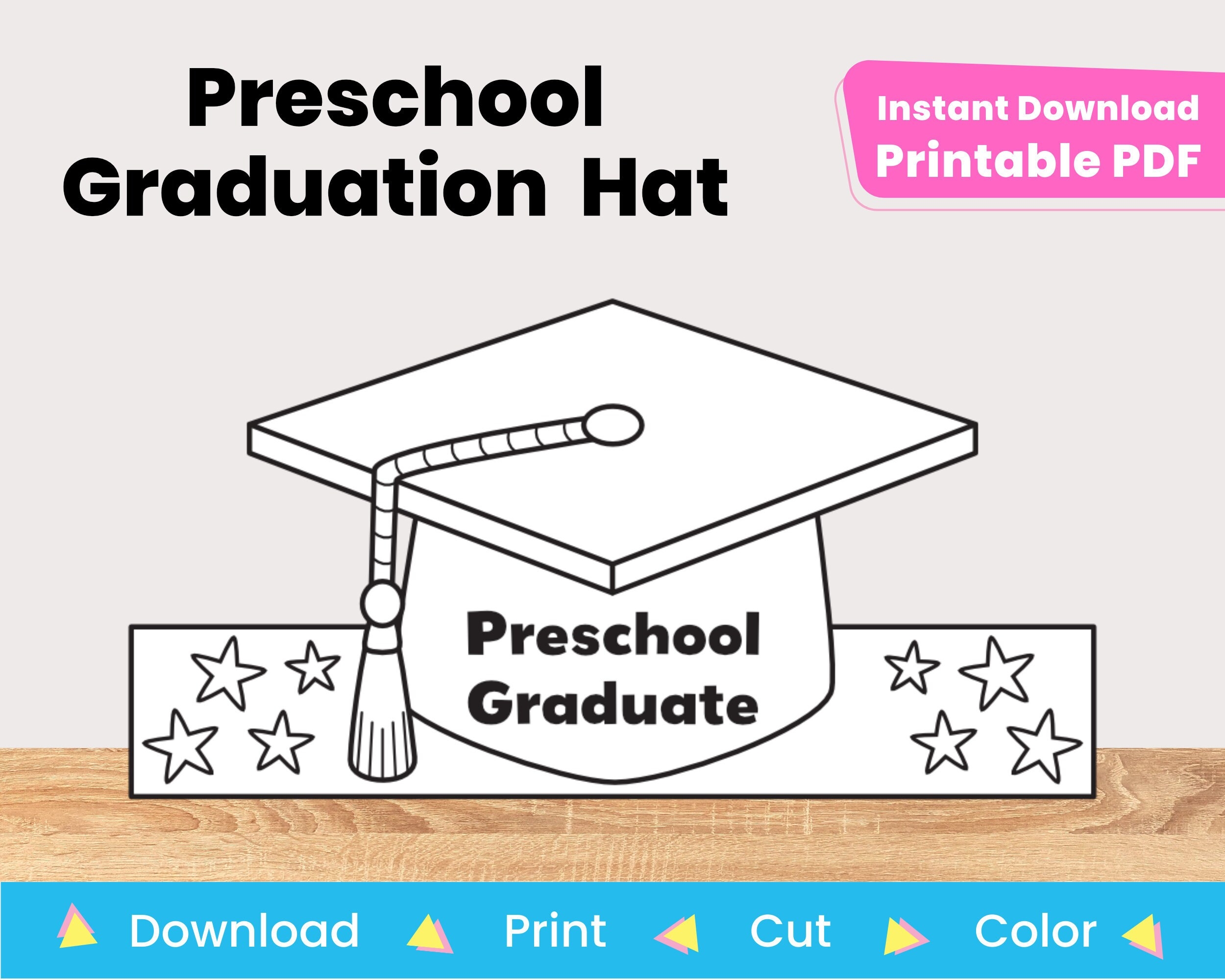 Preschool Graduation Hat Kid Craft Paper Crown digital Download Etsy
