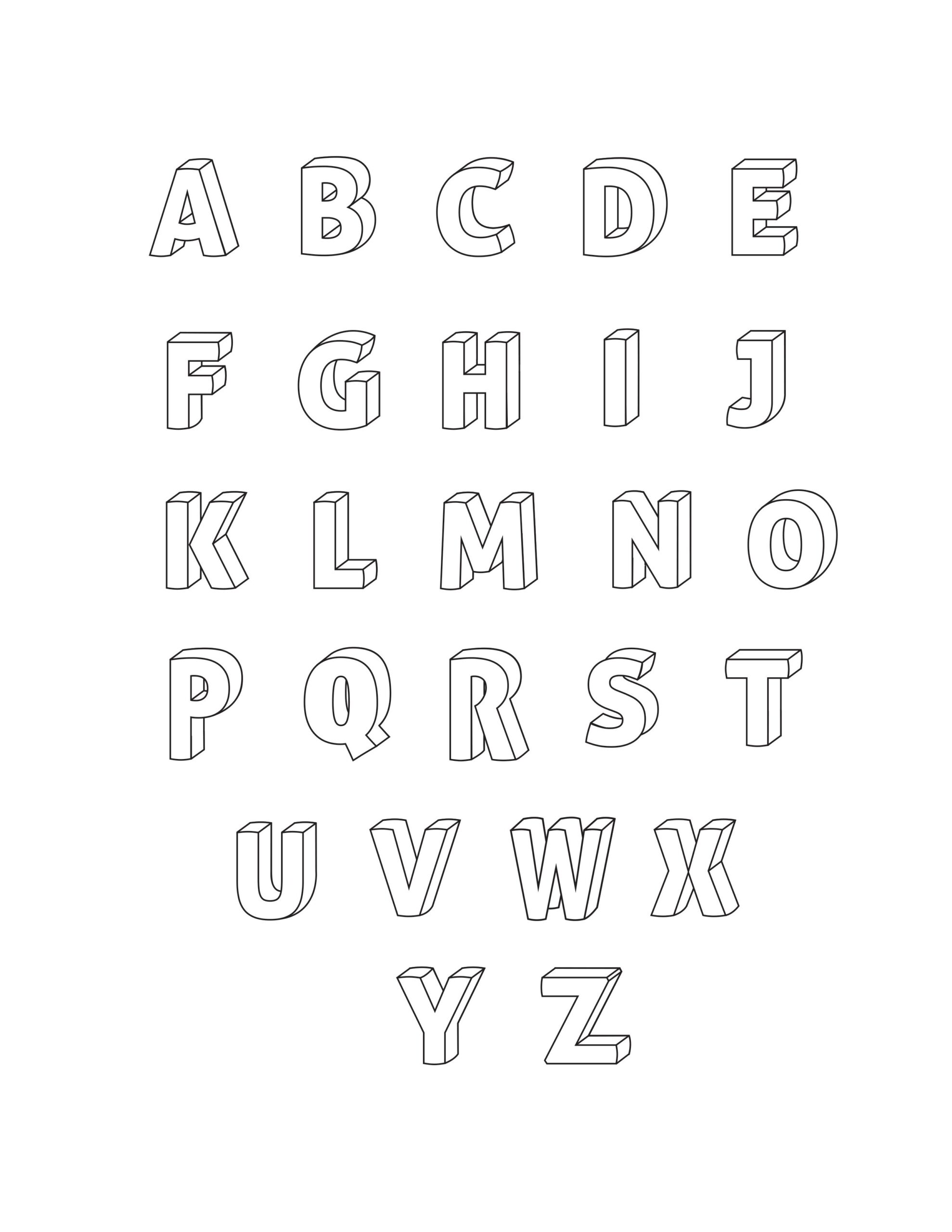 Printable 3D Bubble Letters Alphabet