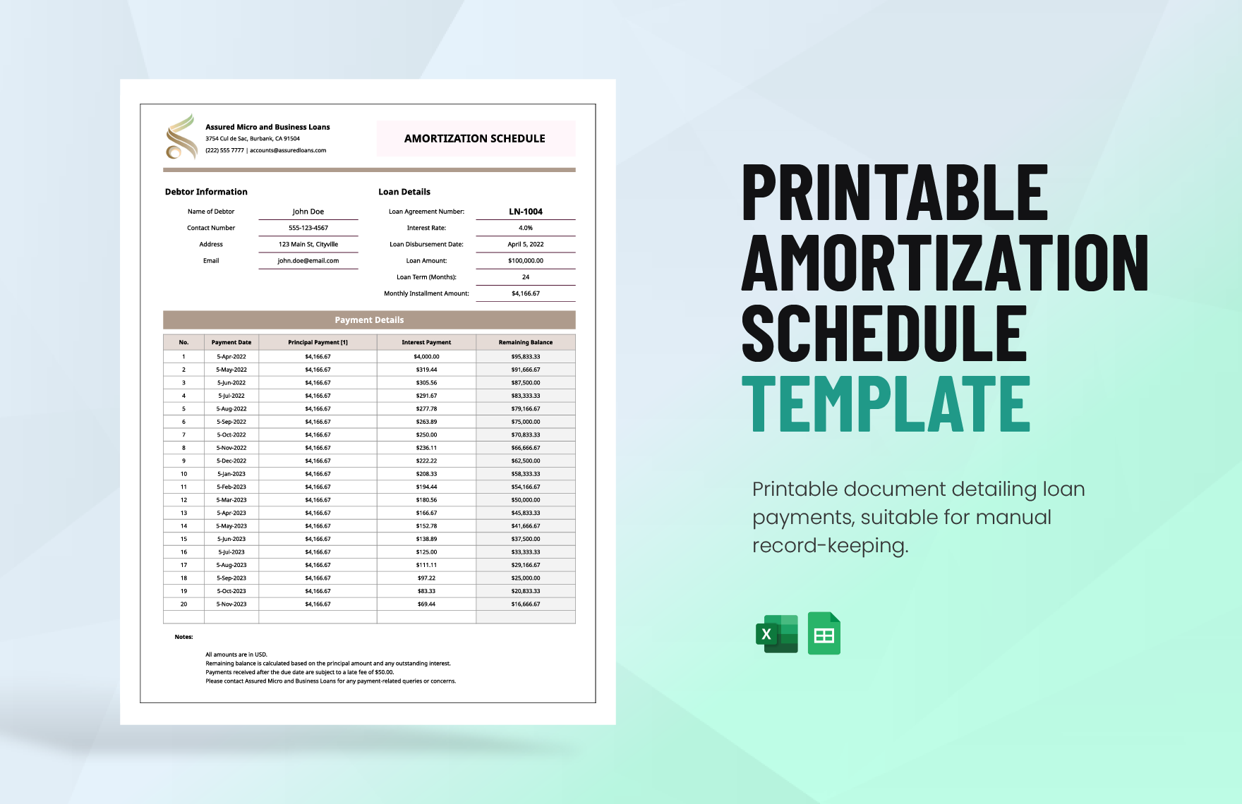 Printable Amortization Schedule Template Template Printable Amortization Schedule Template Template