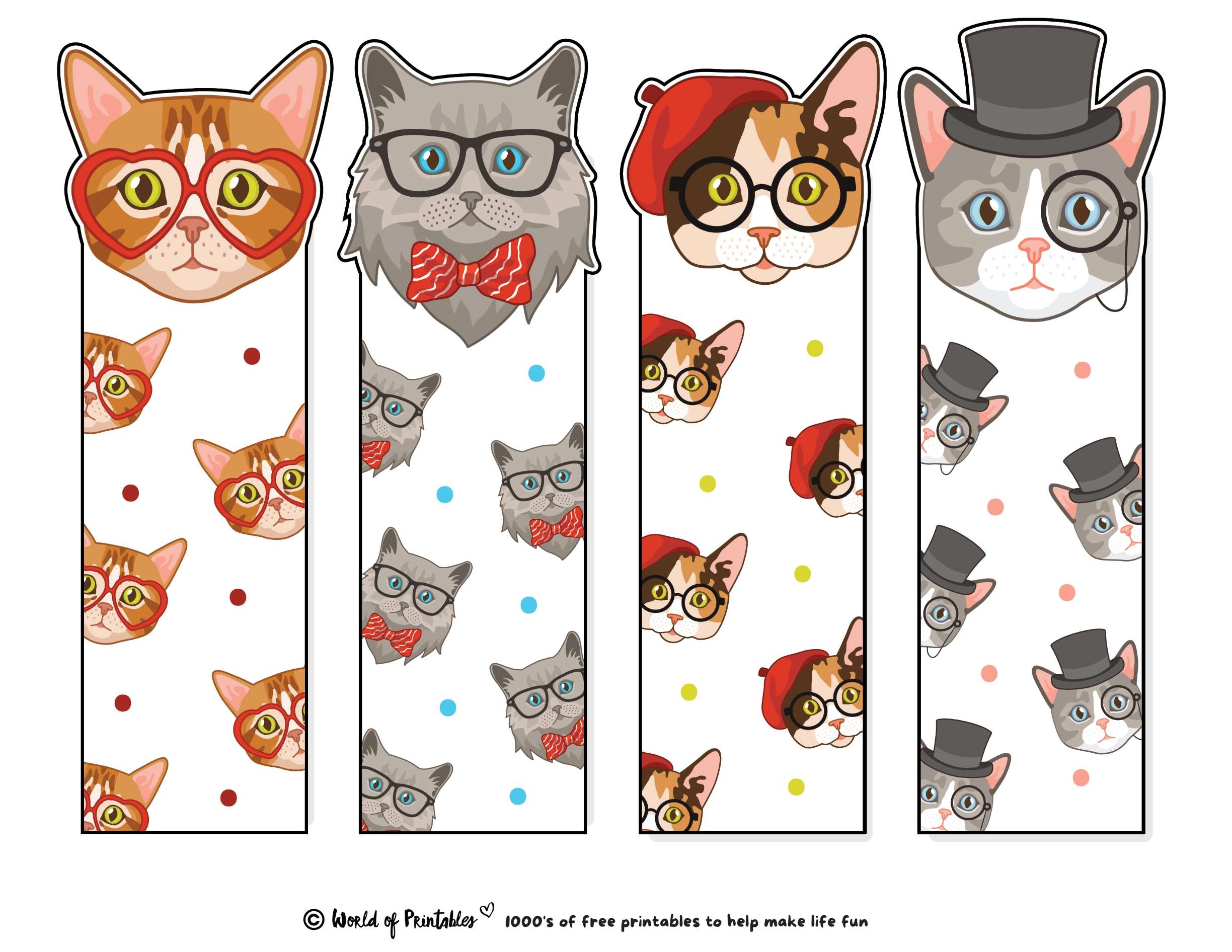 Printable Cat Bookmarks Printable Party Favors