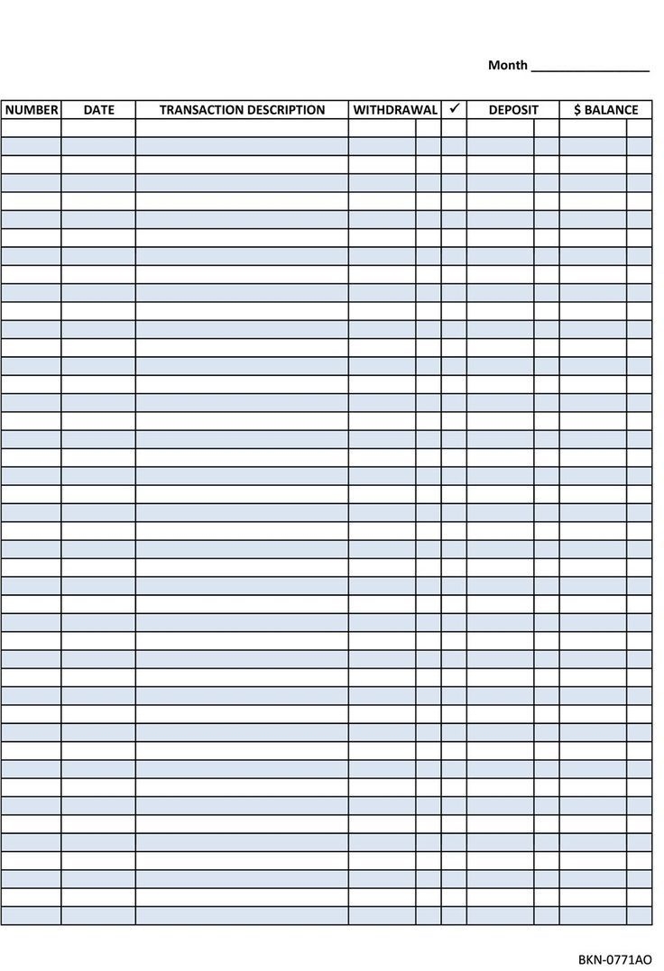 free checkbook register printable