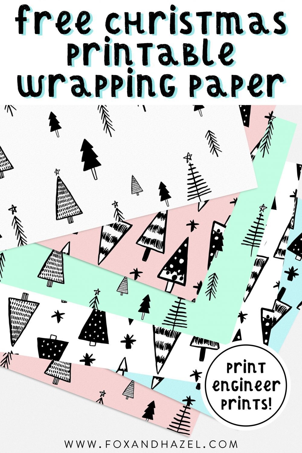 Printable Christmas Wrapping Paper Fox Hazel Free Art Designs