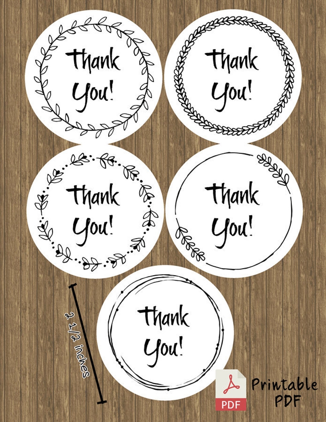 Printable Circular Thank You Tags Template In 5 Styles Downloadable PDF Favor Thank You Tags Thank You Printable Thank You Tag Etsy Sweden