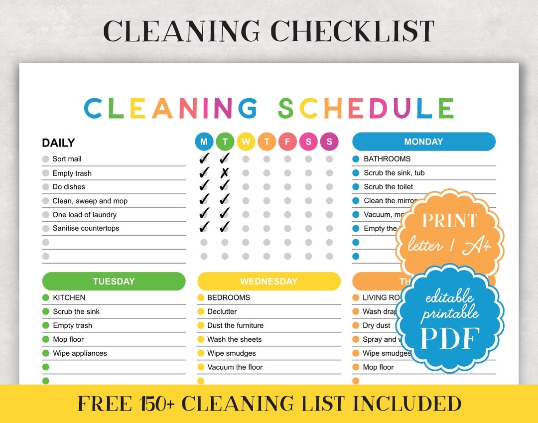printable cleaning checklist printable cleaning checklist