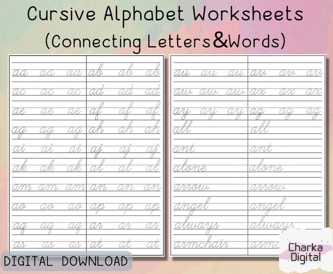 printable cursive alphabet worksheets