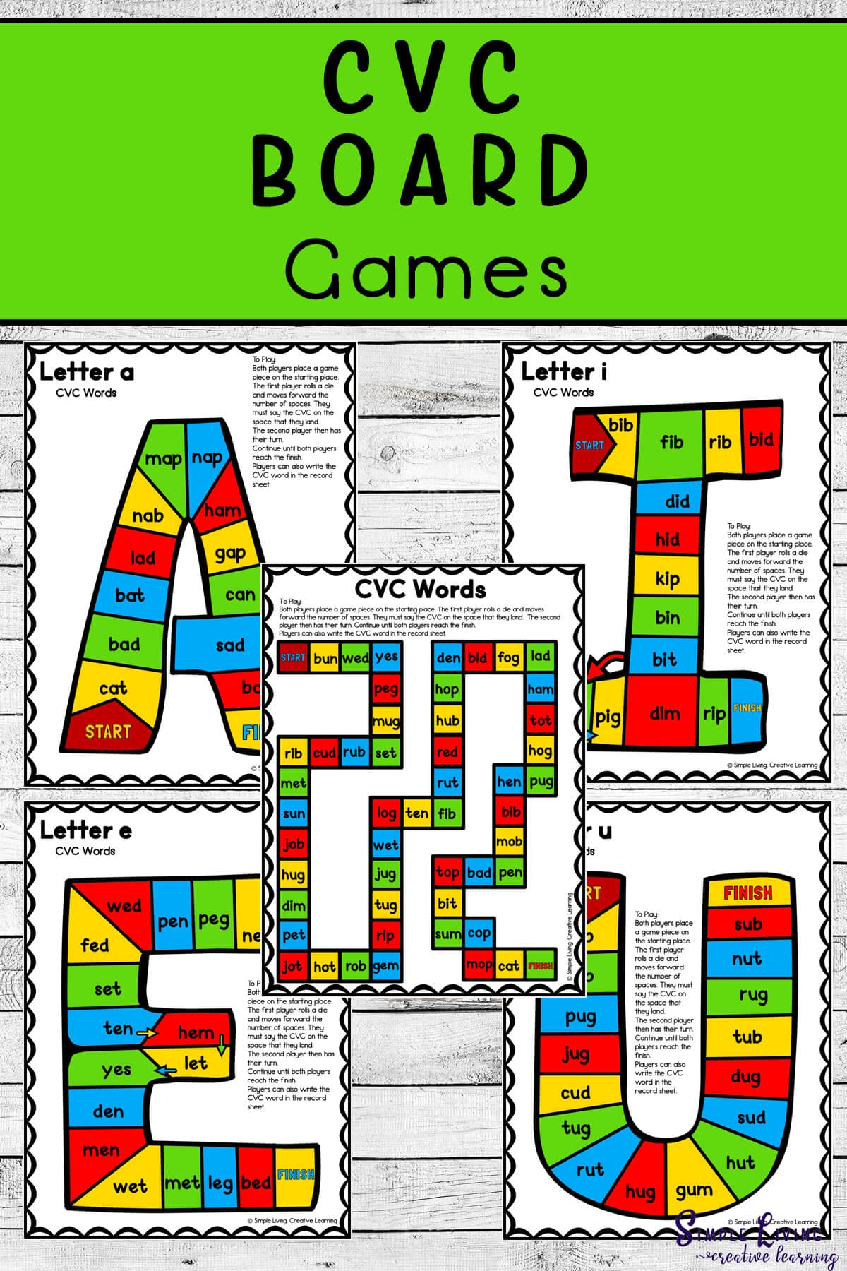 Printable CVC Board Games Simple Living Creative Learning Printable CVC Board Games Simple Living Creative Learning