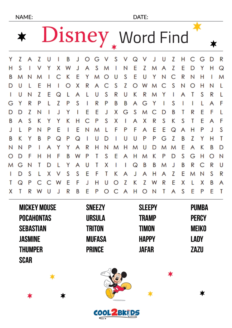 Printable Disney Word Search Cool2bKids Printable Disney Word Search Cool2bKids