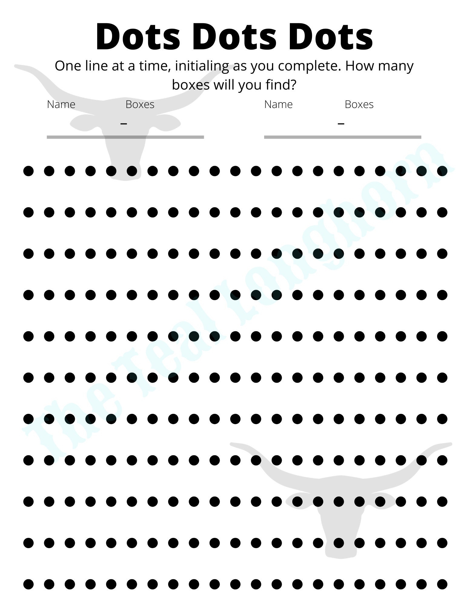 dot box game printable