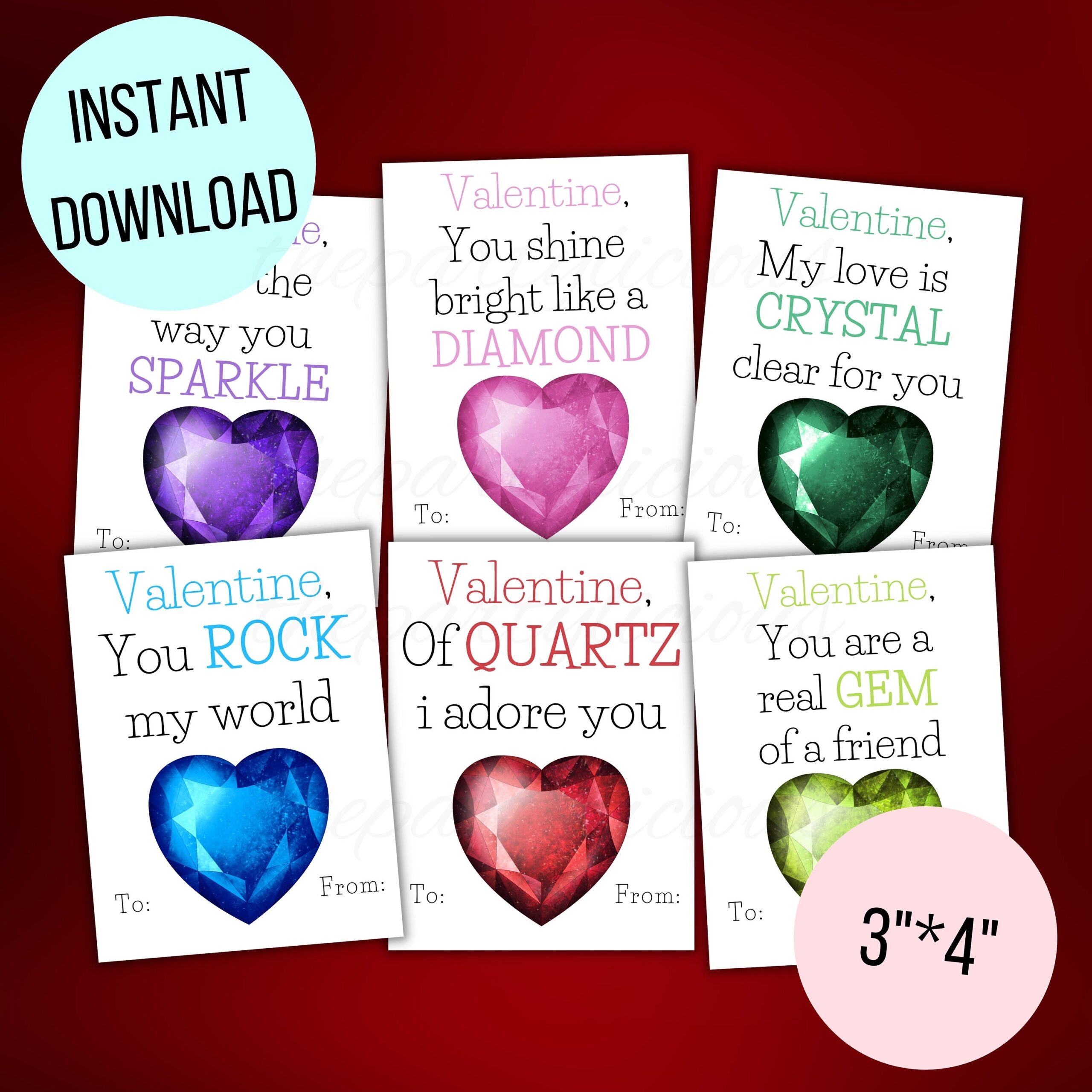 Printable Geode Valentine Cards Crystal Valentine Cards Classroom Valentine Cards Valentine You Rock INSTANT DOWNLOAD Etsy