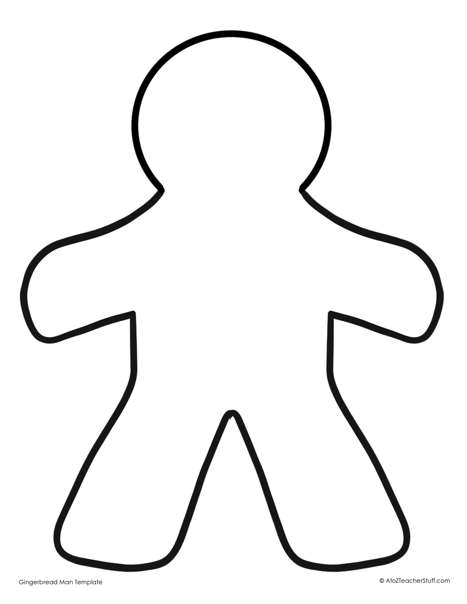 Printable Gingerbread Man Template Outline Patterns For Coloring Pages Or Crafts A To Z Teacher Stuff