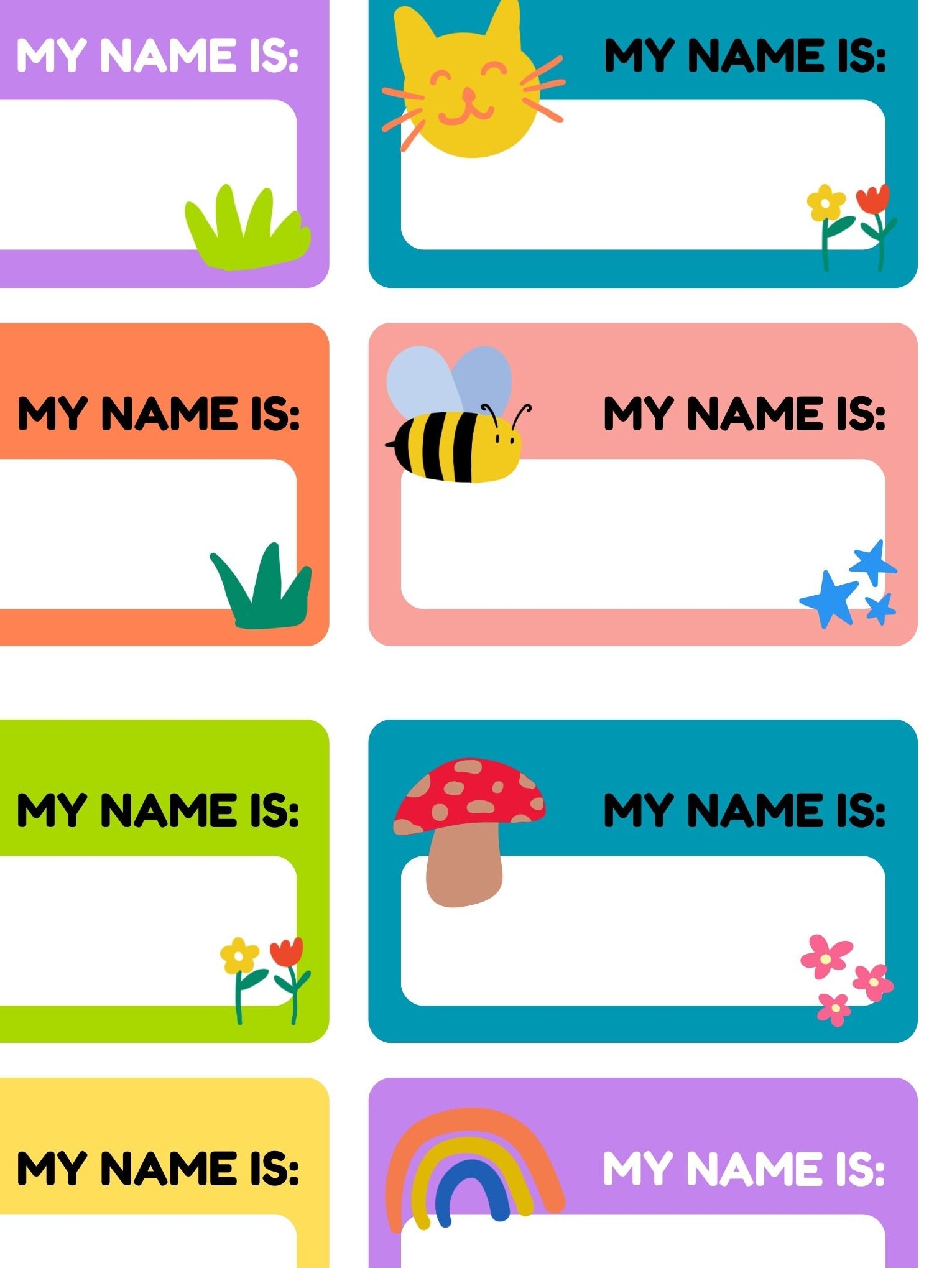 Printable Kids Name Tags Colorful Party Decor canva Editable Digital Download Etsy Printable Kids Name Tags Colorful Party Decor canva Editable Digital Download Etsy