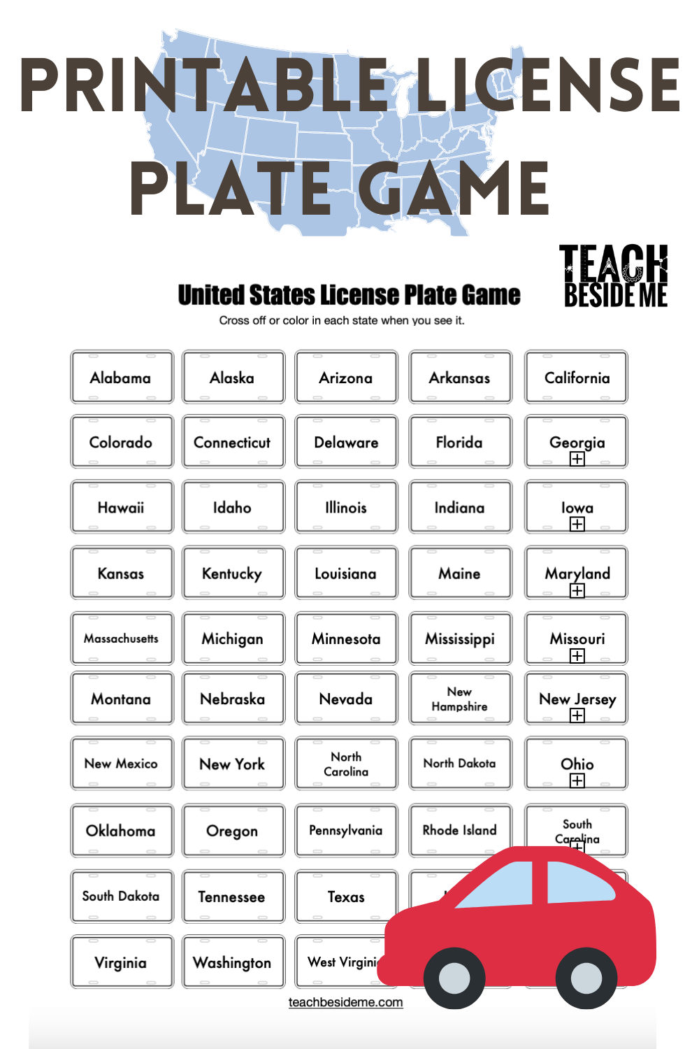 Printable License Plate Game Teach Beside Me Printable License Plate Game Teach Beside Me