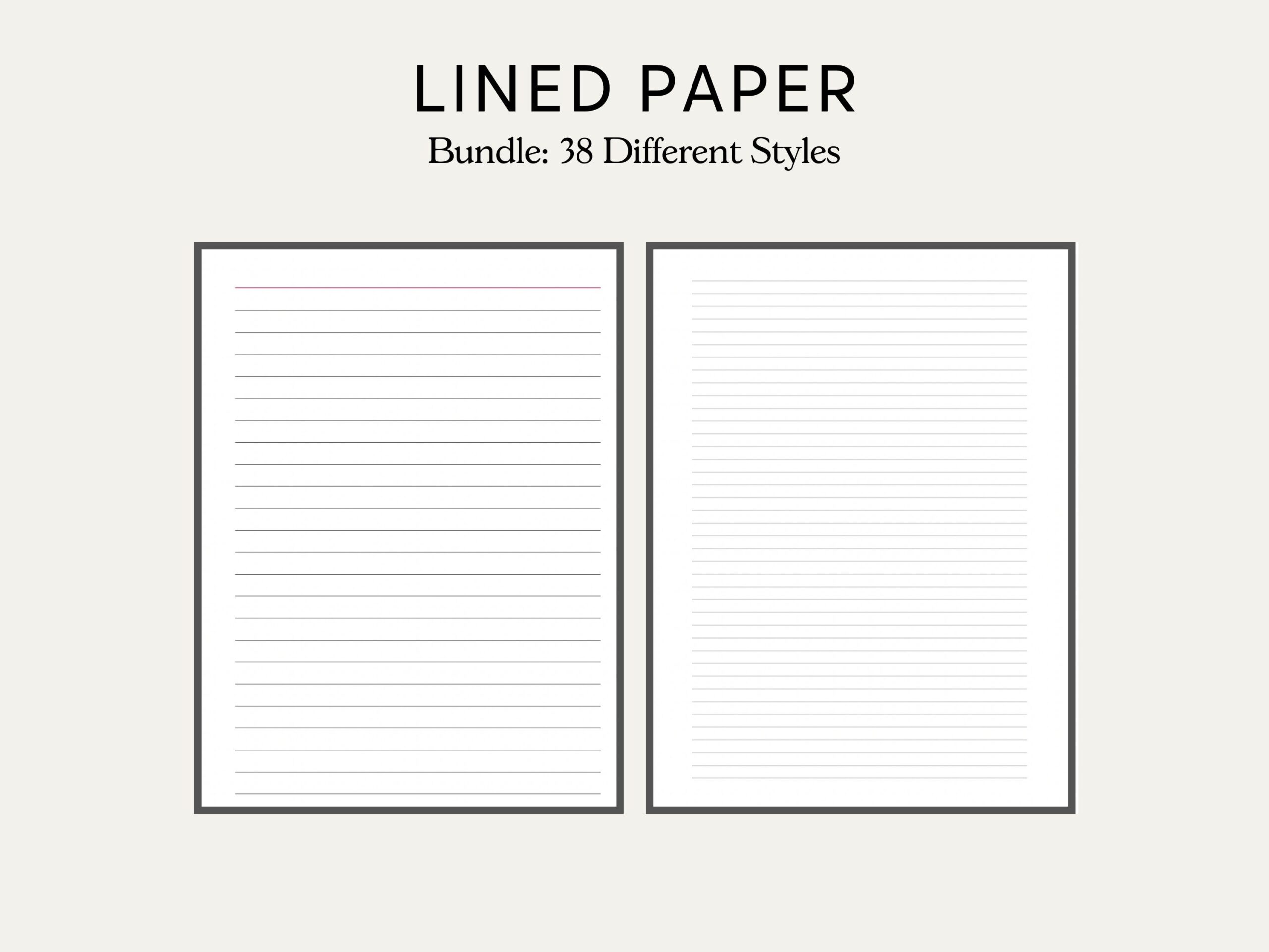 Printable Lined Paper PDF Wide Ruled Paper College Ruled Paper Digital Lined Paper Lined Pages Printable Note Paper Etsy