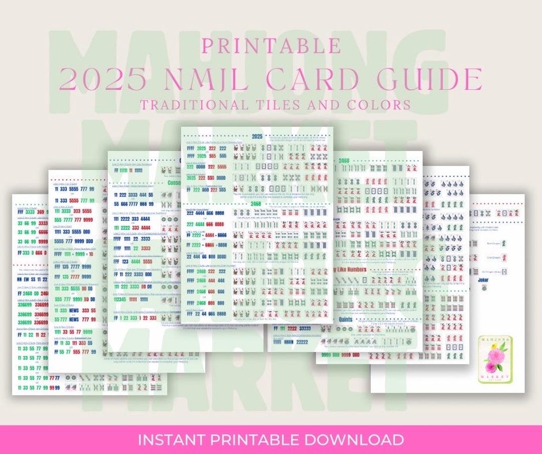 Printable Mahjong 2025 Cheat Sheet 2025 Mahjong Hands Beginner Mahjong Help NMJL 2025 Card Reference American Mahjong Mahjong Gift Etsy