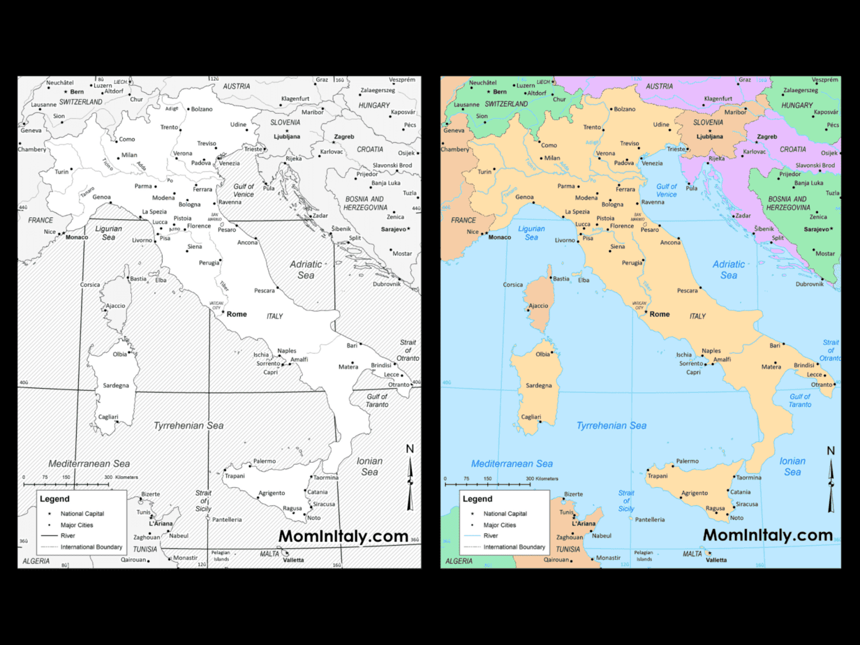 PRINTABLE MAP OF ITALY Black White And Color Versions Mom In Italy