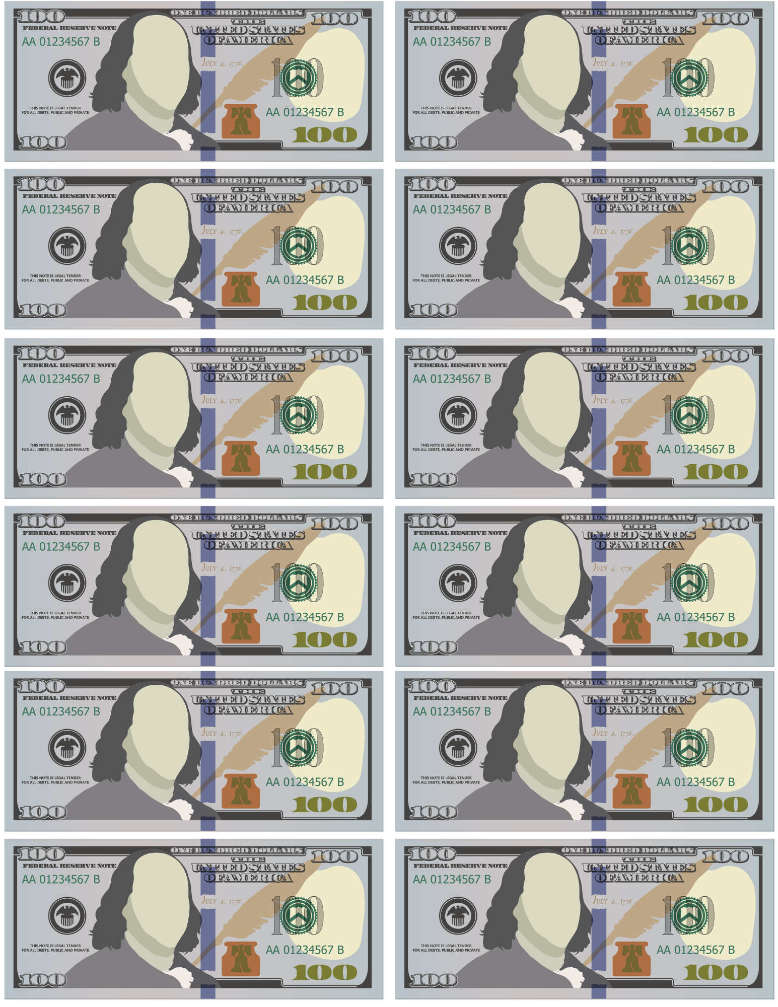 Printable Money One Hundred Dollar Bill