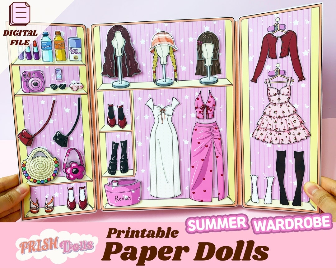 Printable Paper Doll Dress Up Kit Summer Wardrobe DIY Busy Book Easy Paper Craft Girls Crafts Holiday Home Activity For Kids Etsy