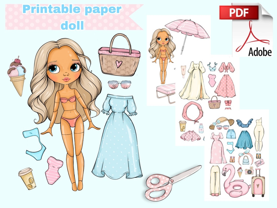 Printable Paper Doll Summer Blythe With Clothes Digital PDF Girly Busy Book Activity Dress Up Cut Out Doll Fashion Girl Template DIY Etsy Printable Paper Doll Summer Blythe With Clothes Digital PDF Girly Busy Book Activity Dress Up Cut Out Doll Fashion Girl Template DIY Etsy