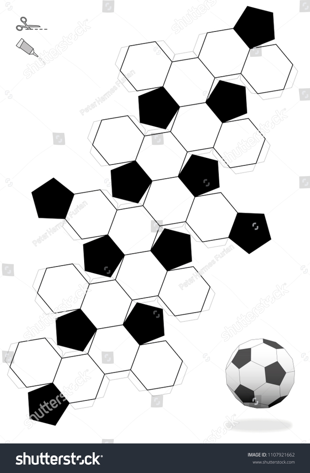 Printable Paper Soccer Ball Template Truncated Icosahedron Soccer Ball Template Making Stock Vector Printable Paper Soccer Ball Template Truncated Icosahedron Soccer Ball Template Making Stock Vector