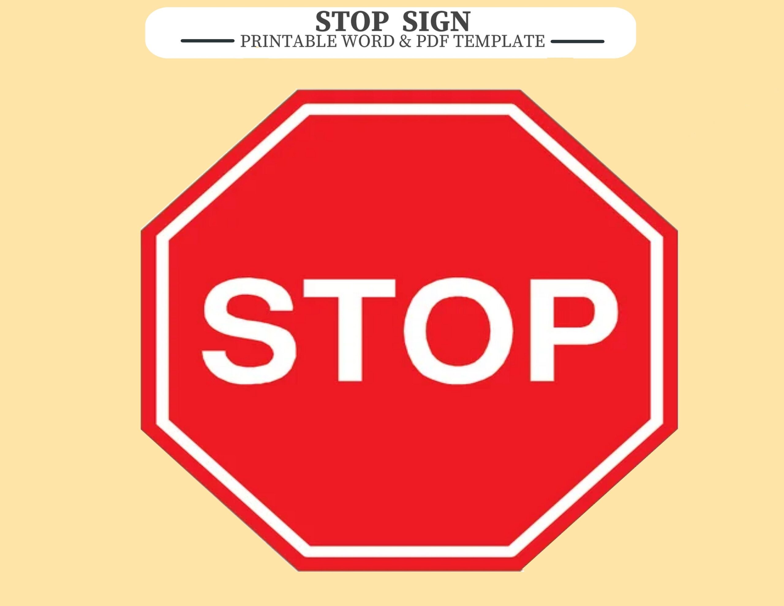 Printable STOP SIGN Word And PDF Templates Image Also Included Etsy Printable STOP SIGN Word And PDF Templates Image Also Included Etsy