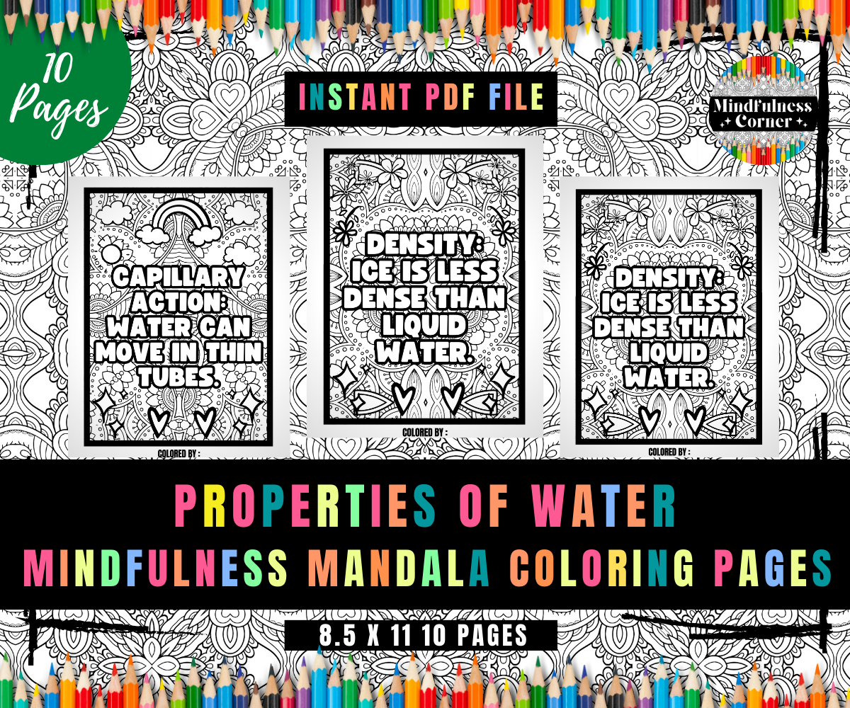 Properties Of Water Relaxing Coloring Pages Morning Work No Prep Made By Teachers
