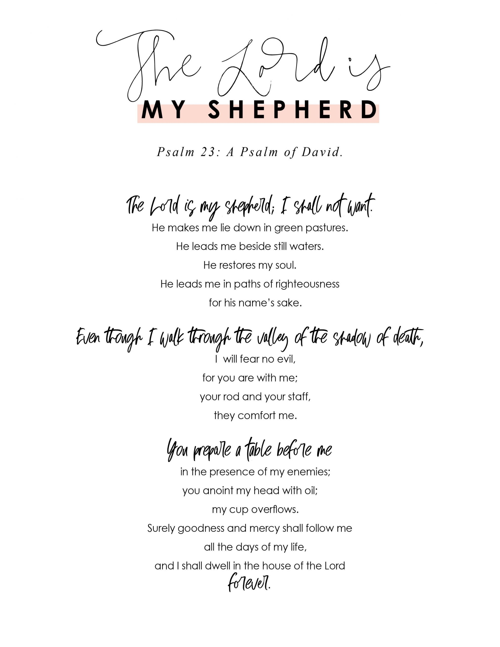 Psalm 23 printable The Lord is my shepherd House Mix