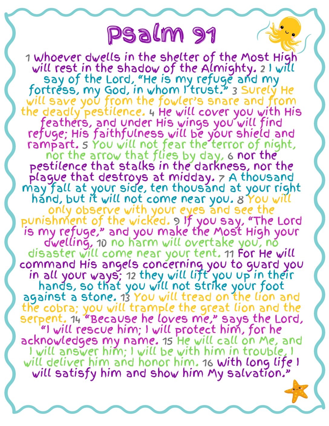 Psalm 91 For Kids FREE PRINTOUT Green Eyed Grace