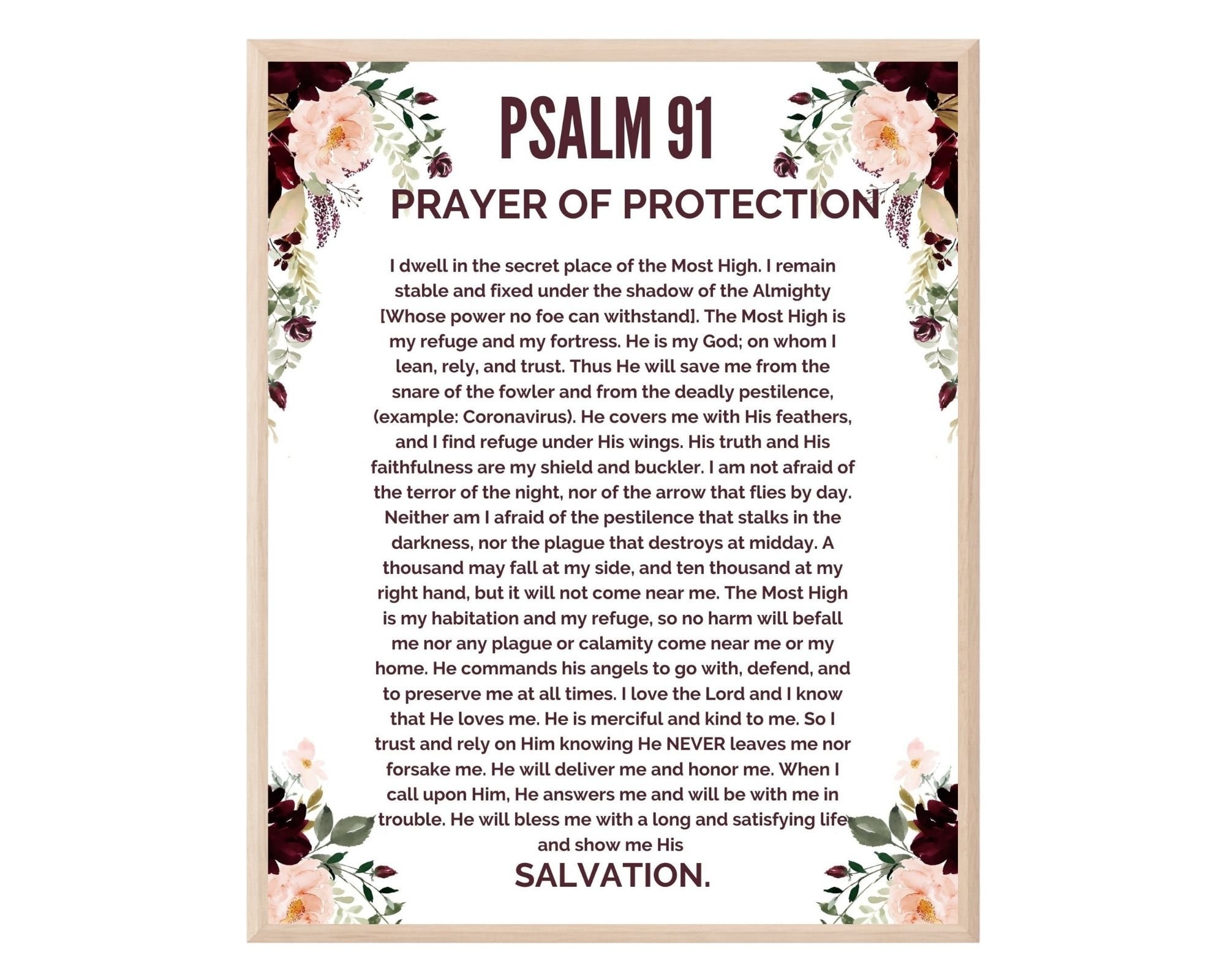 Psalm 91 Prayer Of Protection bible Verse Printable Wall Art 2 Pdfs 8 X 10 11 X 14 2 Jpgs 8 X 10 11 X 14 Instant Download Etsy