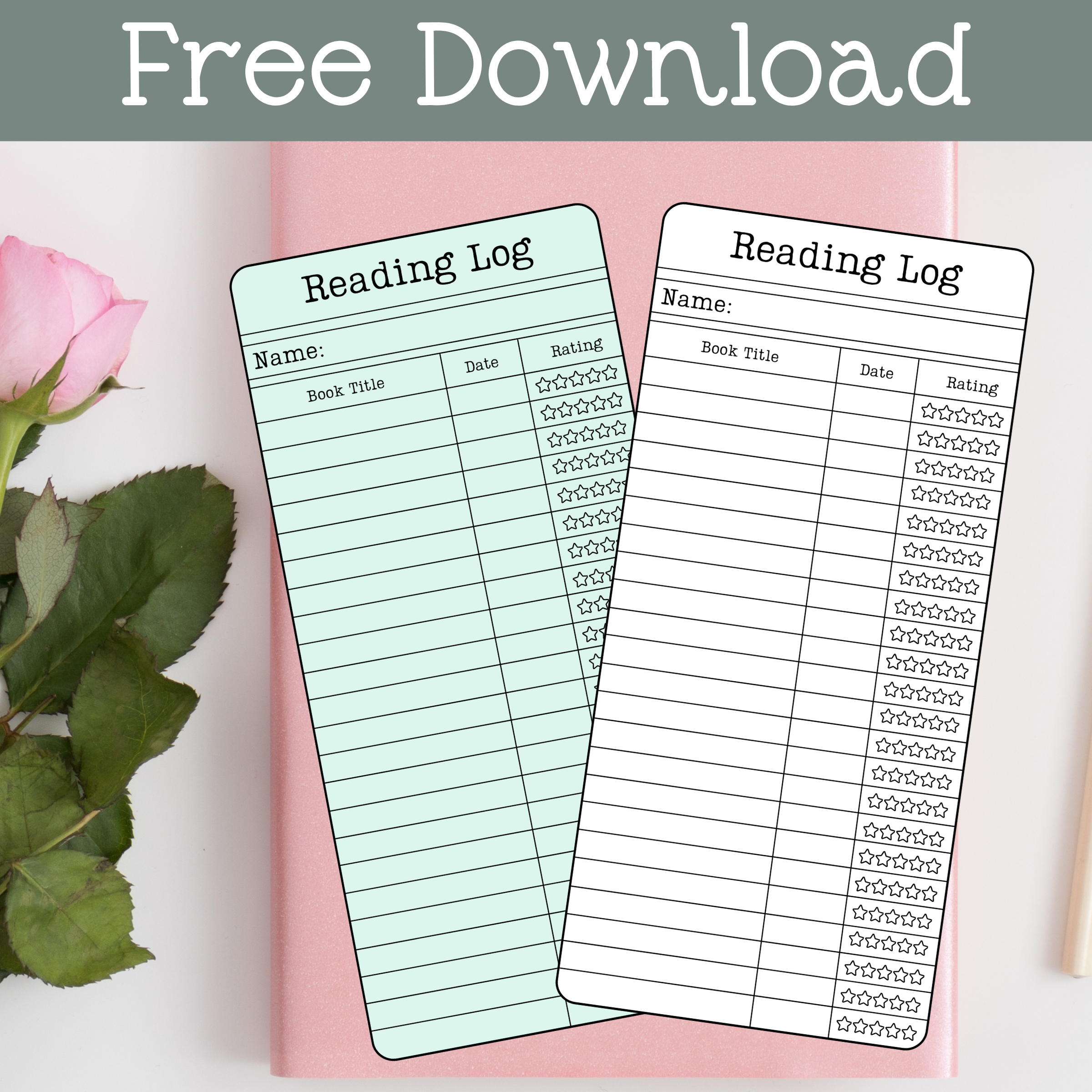 free printable reading log
