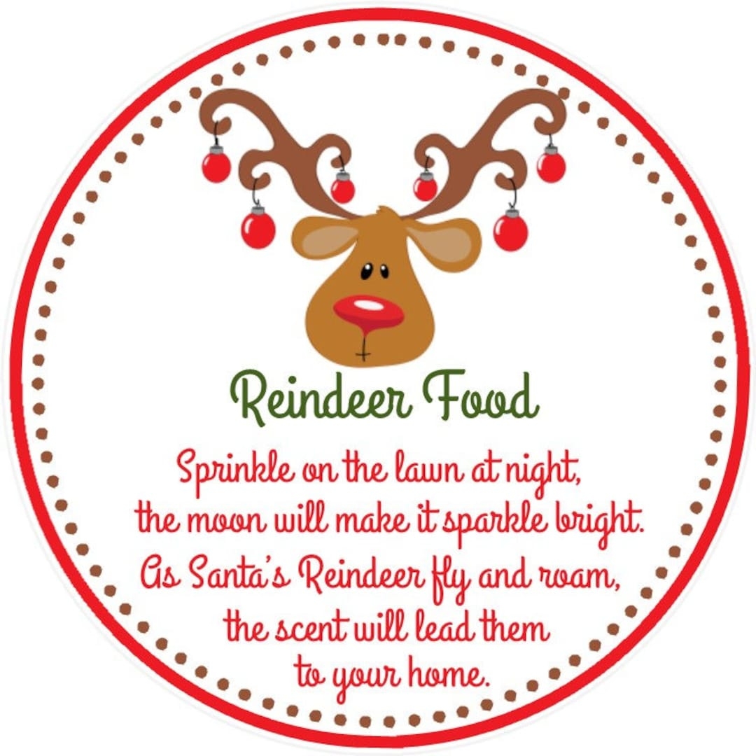Reindeer Food Tags Printable File Instant Download Reindeer Food Tag Reindeer Food Favor Reindeer Food Printable Etsy