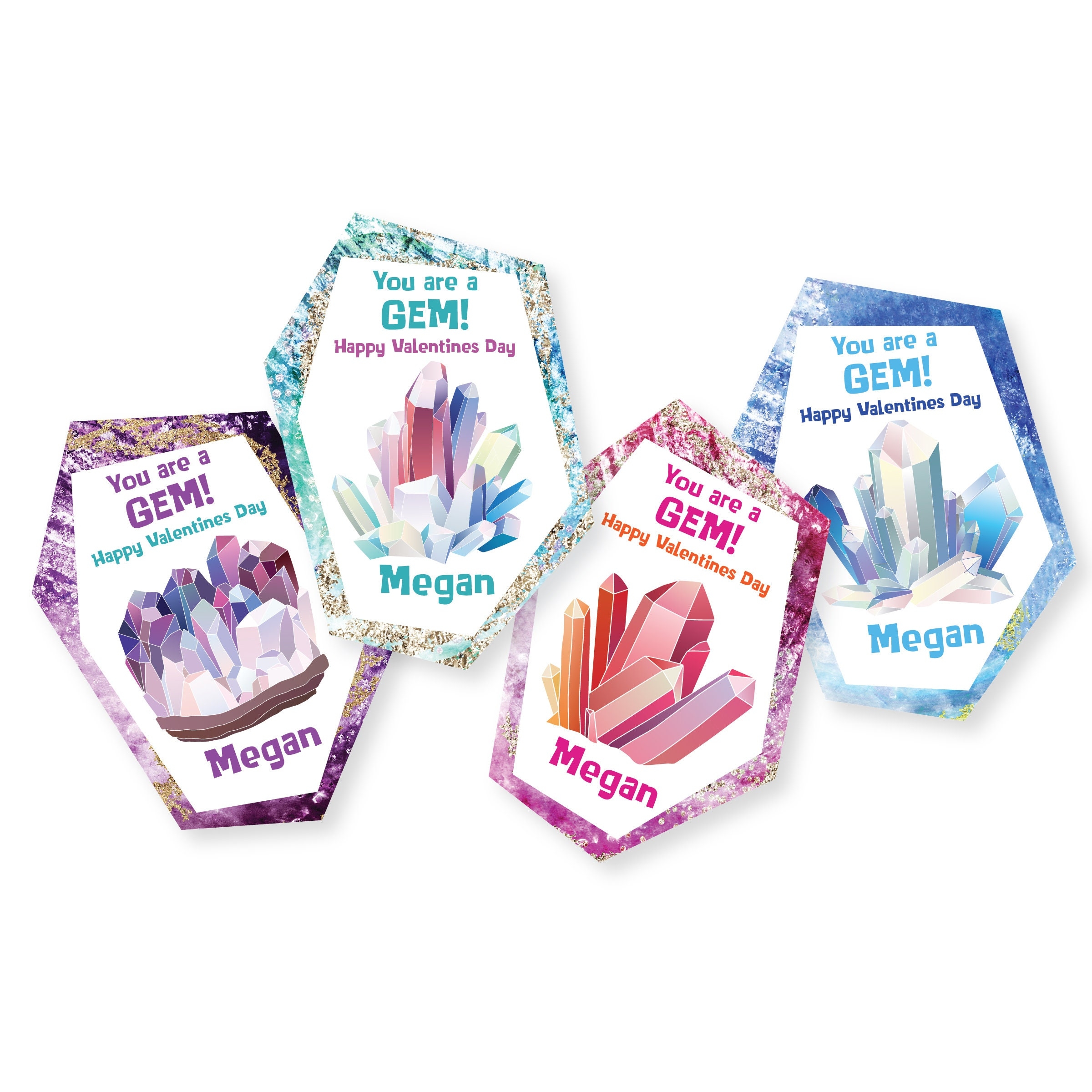 Rock Crystal Valentines Day Card Printable Digital Files Valentine Custom Text Classroom Valentine Card Valentine s Geode Gem Crystals Etsy