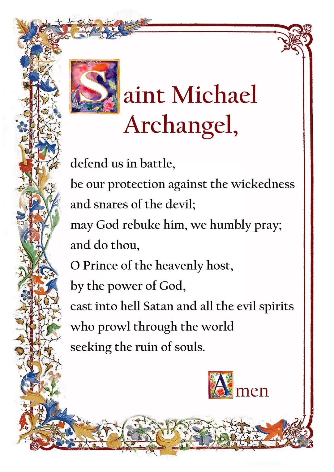 printable st michael prayer