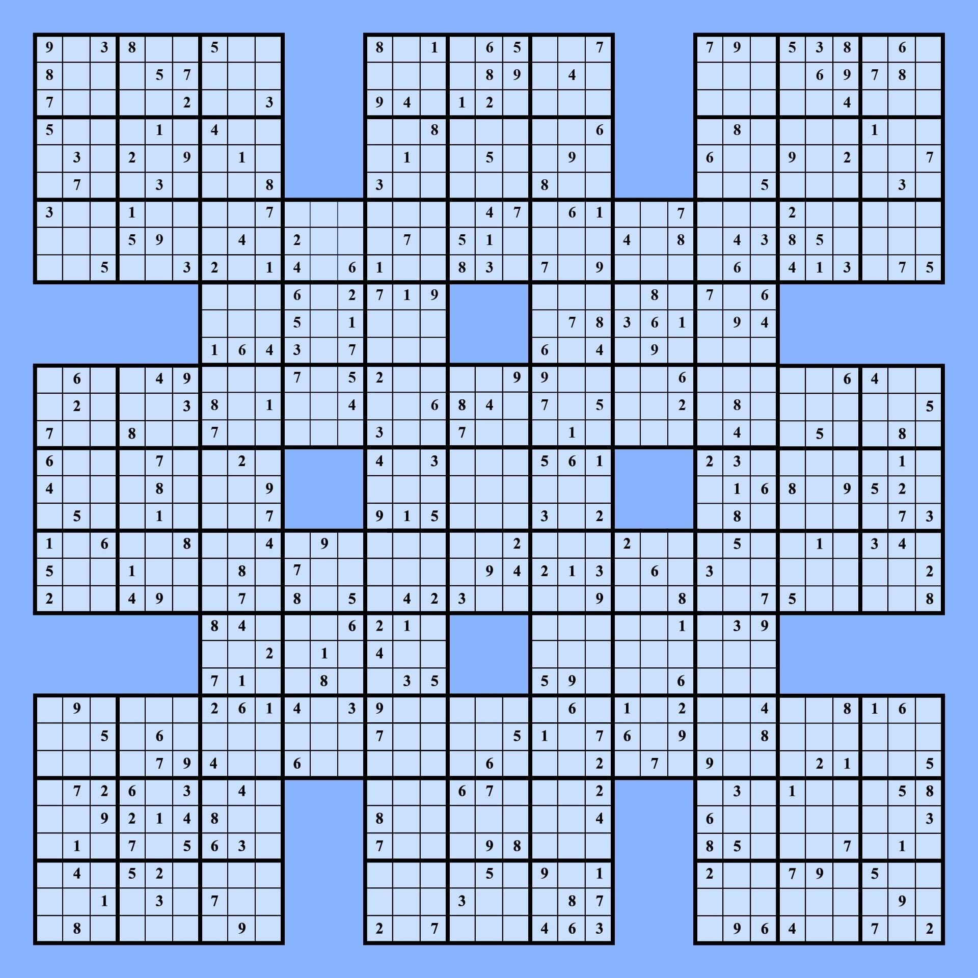 printable samurai sudoku printable samurai sudoku