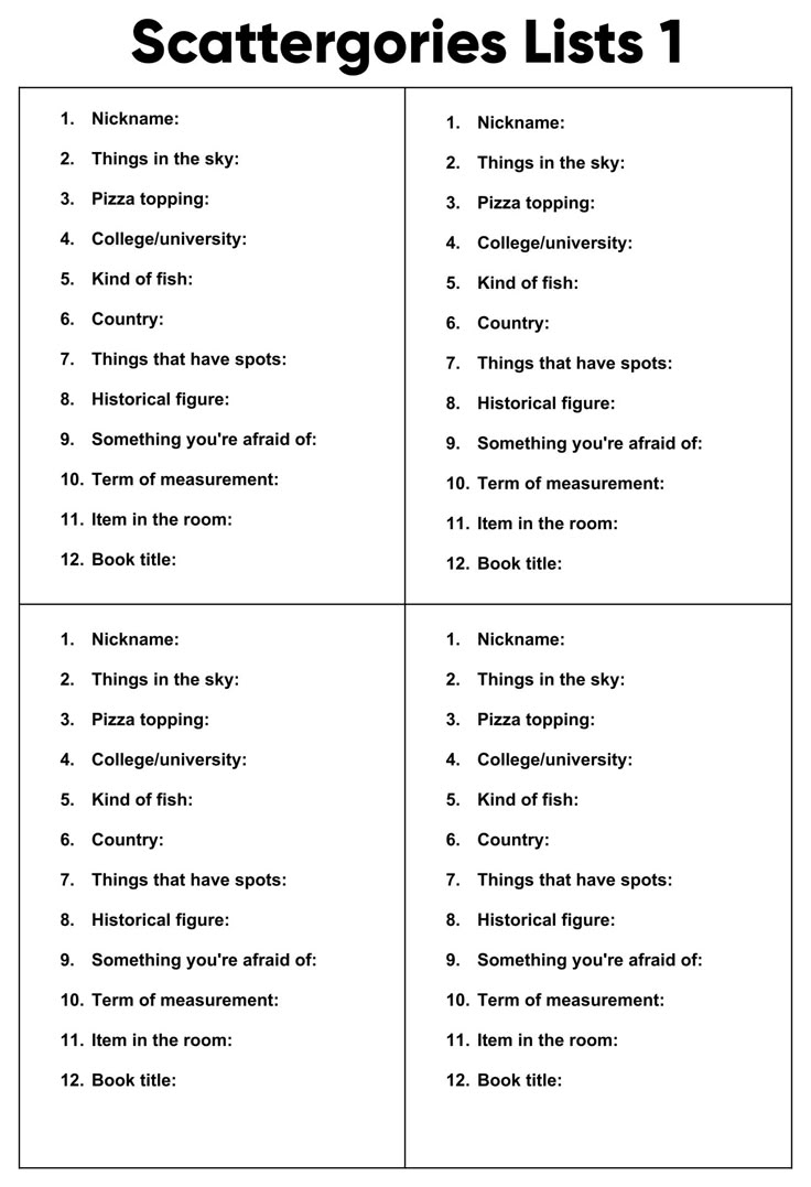 Scattergories Lists 6 Free PDF Printables Printablee