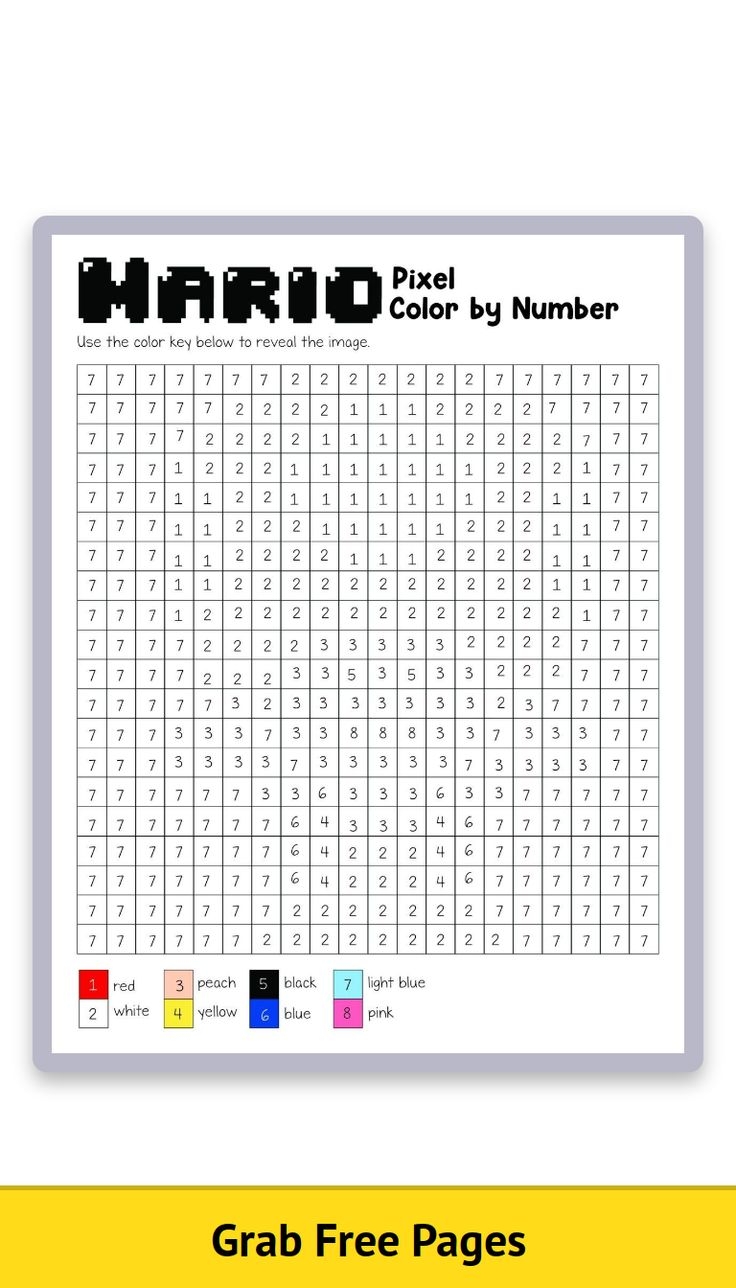 Super Mario Pixel Art Free Coloring Pages 