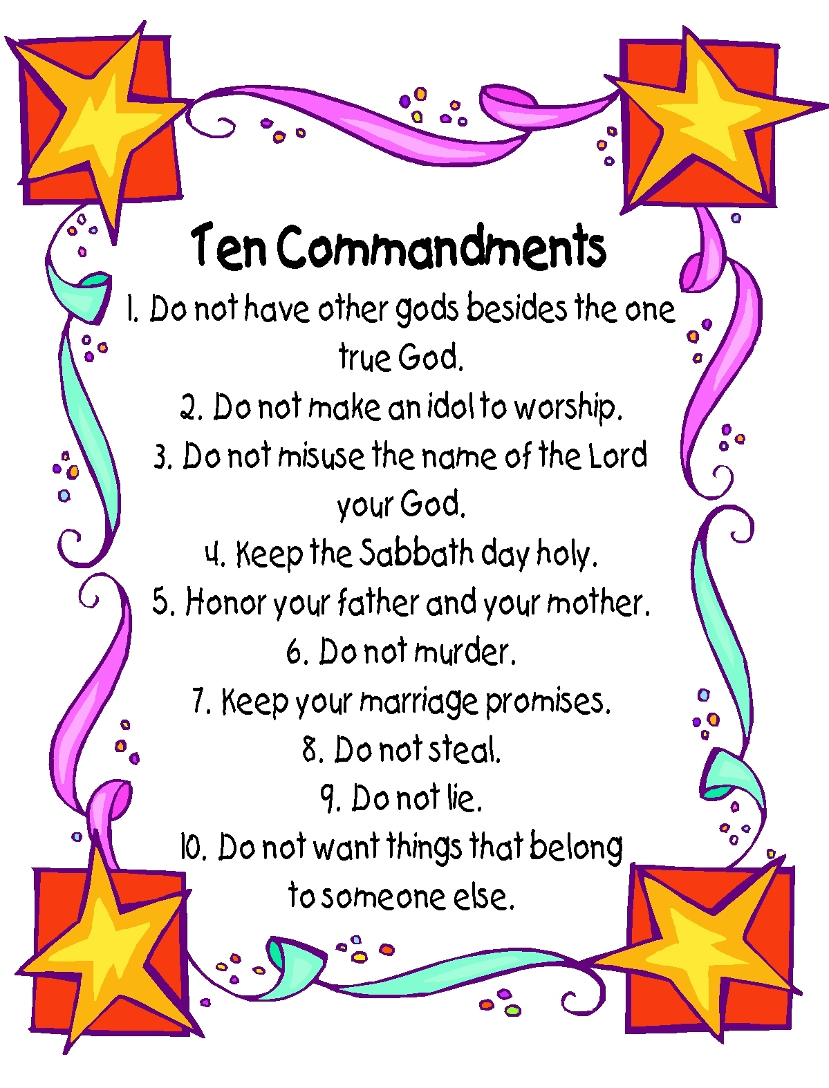 Ten Commandments Poster Free Printable Kid Friendly Language