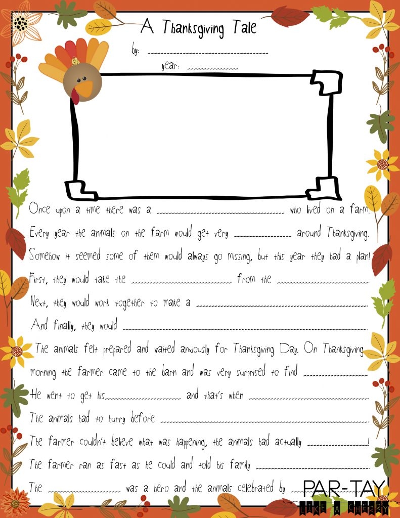 Thanksgiving Mad Libs Party Like A Cherry