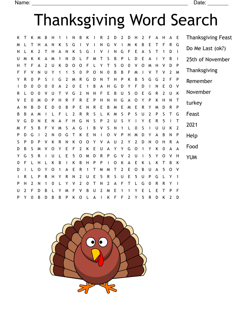 Thanksgiving Word Search WordMint Thanksgiving Word Search WordMint